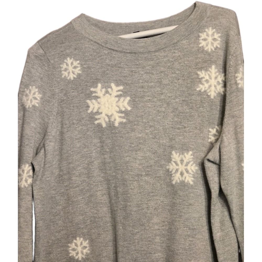 Talbots Textured Snowflake Sweater  Metallic Womens M Gray  Cashmere Blend
